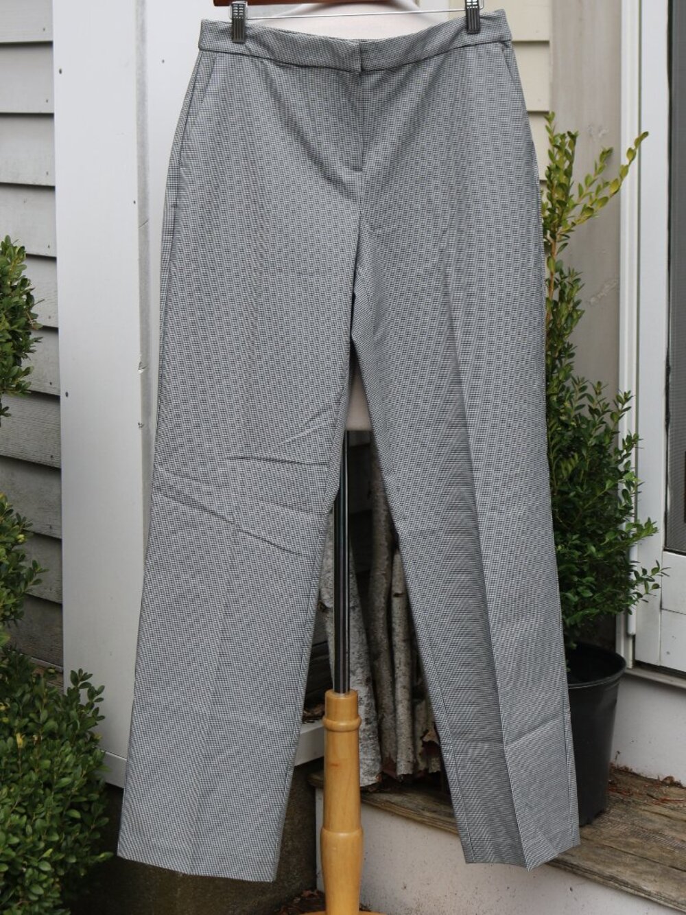 Joie Black White Mini Houndstooth Classic Straight Leg Pants Sz 8